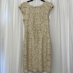 Ivory and Gold Lace Dress